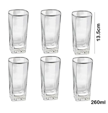 6Pcs- 260Ml Water Glasses Square Base Drinking Glass Set (Red Cherry)