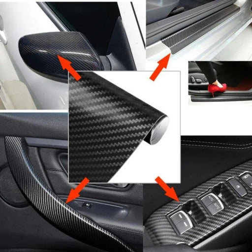 3D Black Carbon Fiber Car Wrap Sticker Film