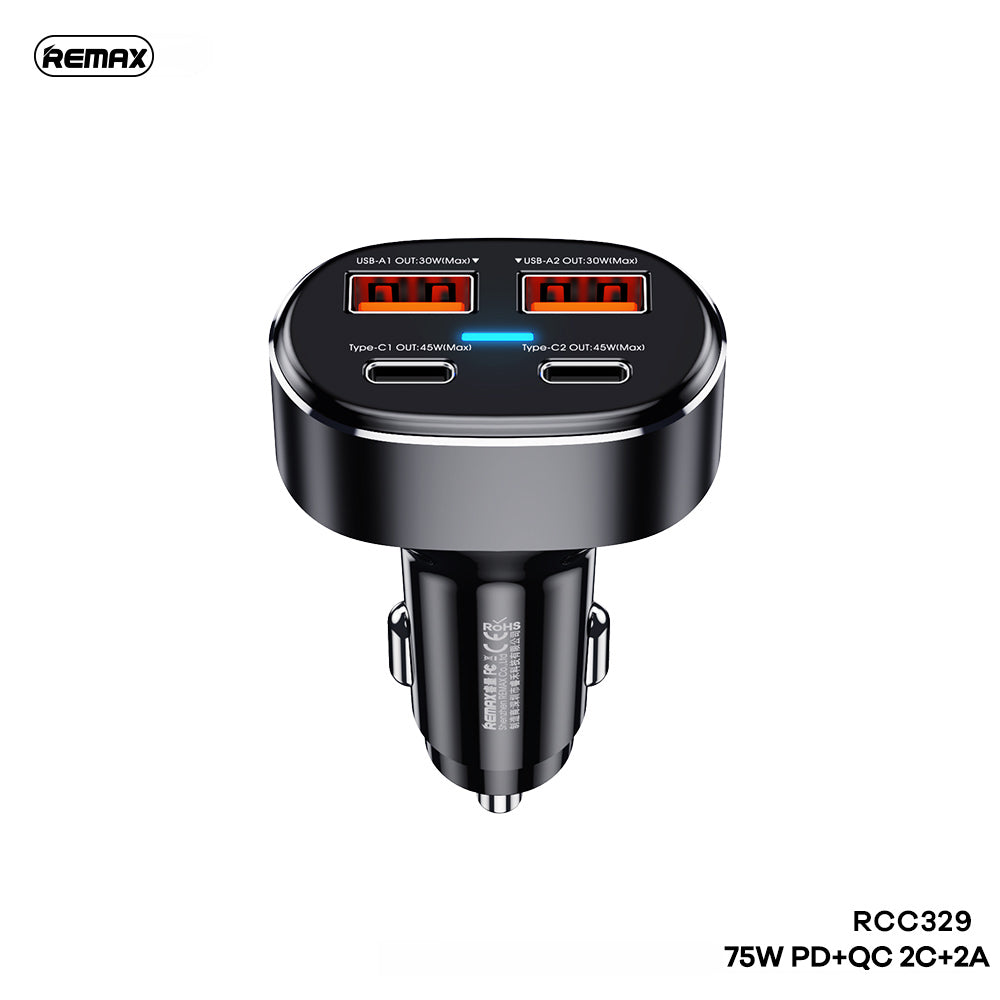 Remax Car Charger Duke Series 75W 2 Type-C + 2USB