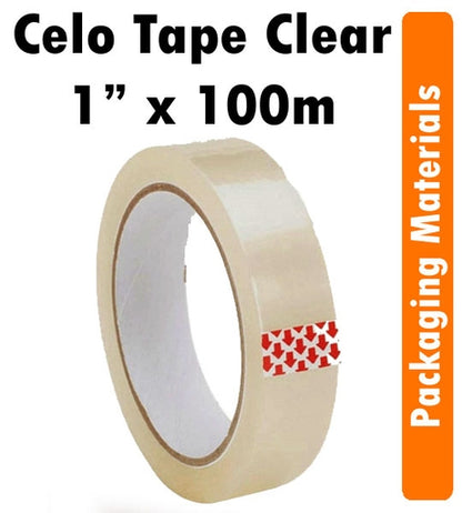 3Pc Cello Tape 1" X 100M CLEAR Packaging Tape 1 Inch