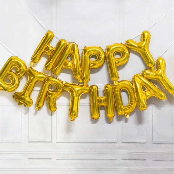 Large SIze Happy Birthday Party Balloons Decoration 16" Happy Birthday Letter Banner Balloon Party Foil GOLD