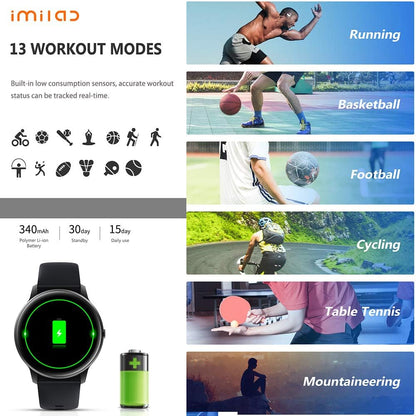 XIAOMI IMILAB KW66 1.28''TFT Smart Watch, IP68 Waterproof Touch screen Sleep Monitor Training Fitness Tracker Pedometer with Message Notification