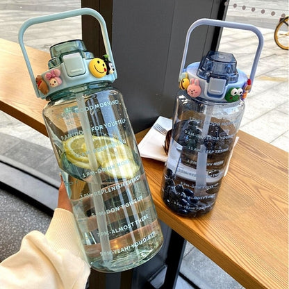 2L BPA-Free Sports Water Bottle with Straw & Handle – Large Capacity, Portable Outdoor Bottle
