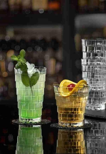 6Pcs- Stack Crystal Highball Cup Set , 380Ml - Transparent