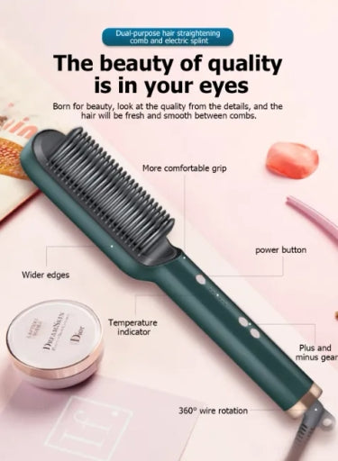 2-In-1 Hair Straightener & Curling Comb – Fast Heating Ceramic Hair Styler