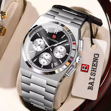 BAISHENG Op Brand Luxury Men Quartz Watches Original Watch for Man Waterproof Stainless Steel Watch