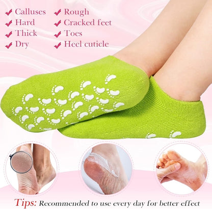 2Pcs Silicone Feet Care Socks Moisturizing Gel Heel Thin Socks with Hole Cracked Foot Skin Care