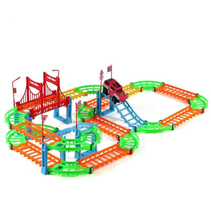 Electric Rail Car Flexible Track Car Toy 90Pcs