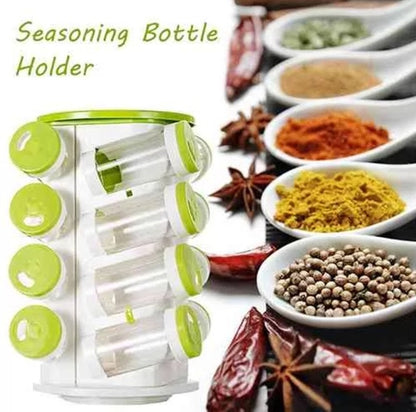 Prime Trueware Plastic Spice Rack, 16-in-1 Organizer with Cutlery Holder, Safe BPA-Free Plastic