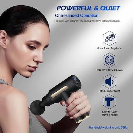 Handheld Deep Tissue Massage Gun, Portable Cordless Muscle & Fascia Massager