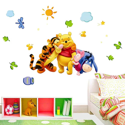 Winnie The Pooh With Friends Wall Stickers For Kids Room Home Decoration Cartoon Bear Pig baby children cartoon bedroom room decor wall stickers removable kids nursery decal sticker Wall Decoration Stickers wall deco