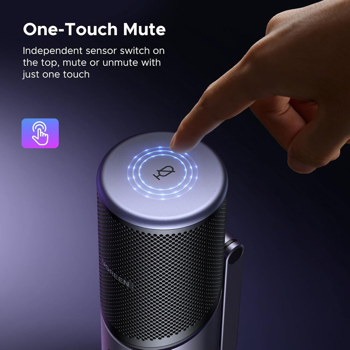 UGREEN CM769 USB Desktop Microphone with RGB Lights, Mute Button, 24bit/96kHz, Cardioid Polar Pattern, Volume Control, Condenser Microphone for Streaming, Gaming, Podcasting, Recording, Laptop, PS5