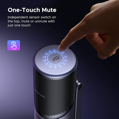 UGREEN CM769 USB Desktop Microphone with RGB Lights, Mute Button, 24bit/96kHz, Cardioid Polar Pattern, Volume Control, Condenser Microphone for Streaming, Gaming, Podcasting, Recording, Laptop, PS5