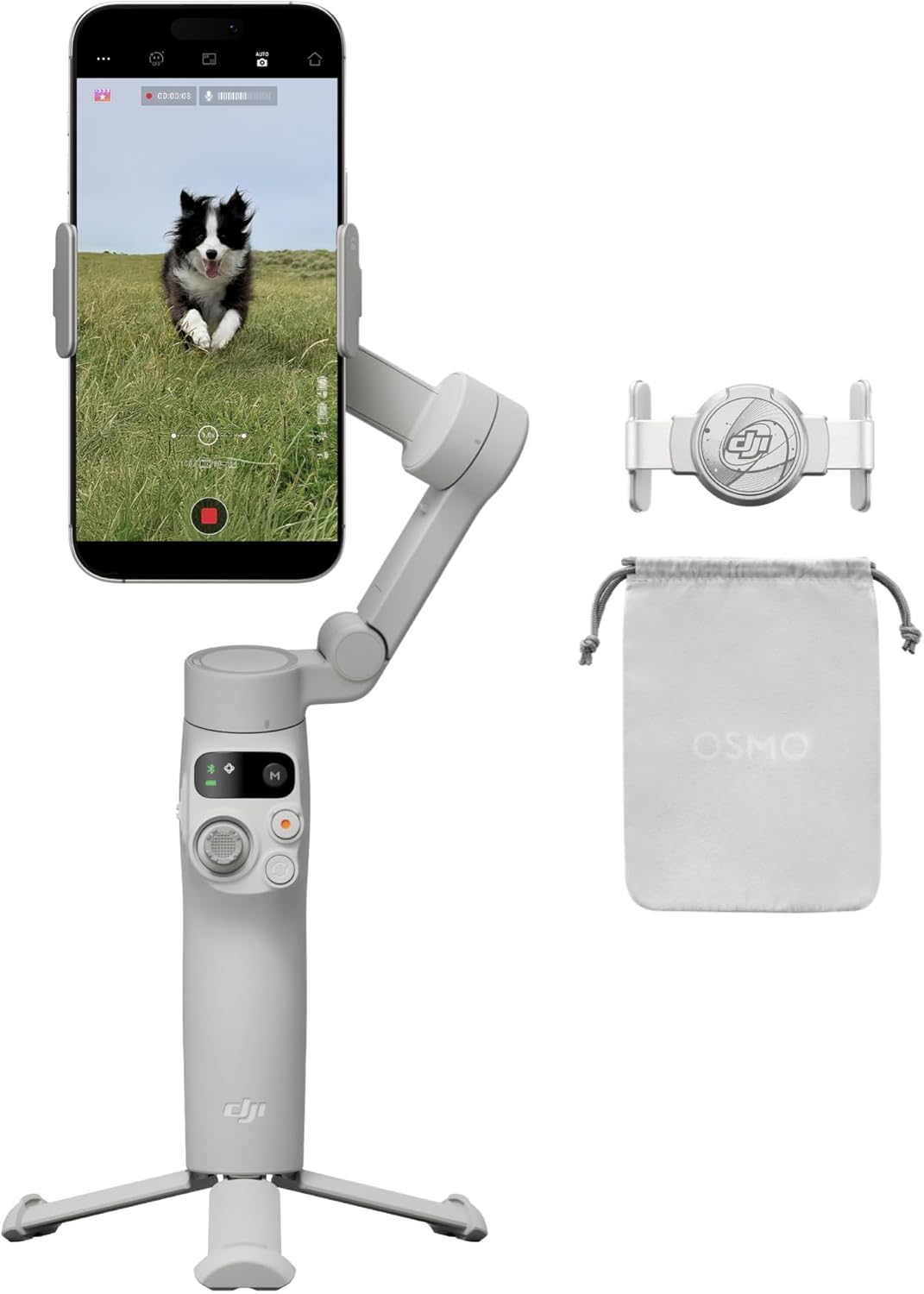 DJI Osmo Mobile 7 Gimbal Stabilizer for iPhone, Android, Built-in Tripod, Portable Stabilizer for iPhone, Selfie Stick, 3-Axi
