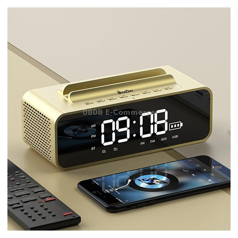 OneDer V06 Multifunctional Dual Alarm Clock LED Display Wireless Bluetooth Speaker