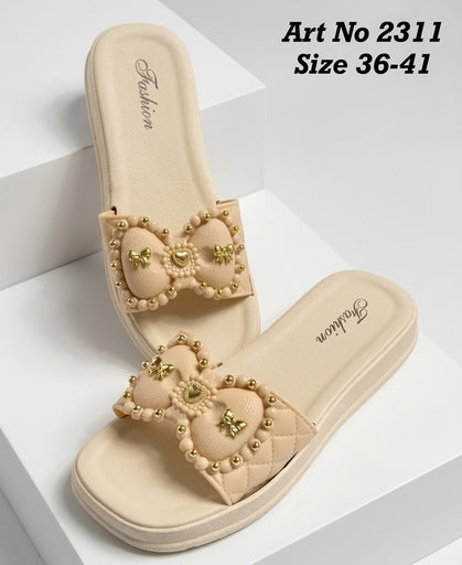 Pearl Bow Comfort Slides