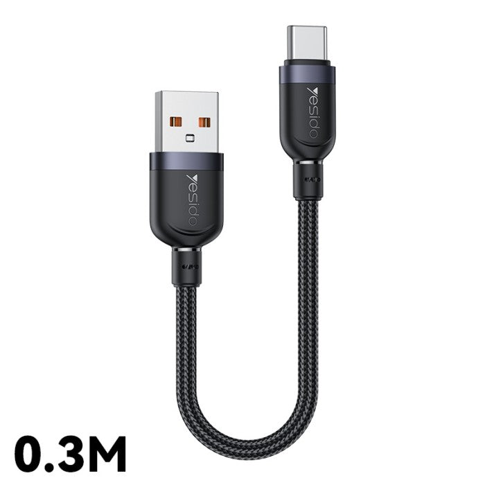 Yesido 0.3 Meter 18W Fast Charging USB to Type-C Aluminum Alloy Braided Data Cable - CA131C