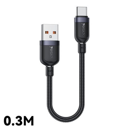 Yesido 0.3 Meter 18W Fast Charging USB to Type-C Aluminum Alloy Braided Data Cable - CA131C