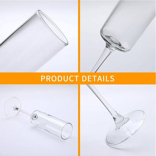 Premium Crystal Clear Champagne Glasses, Set of 6 Pieces for Home Bar, Wedding, Restaurant