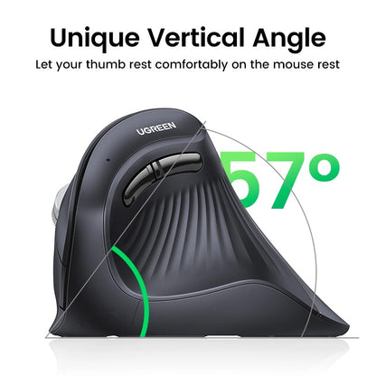 GREEN MU008 Vertical Ergonomic Mouse, Bluetooth & 2.4G, Silent Quiet Clicks, 5 Buttons, 4000 DPI & 4 Adjustable DPI, for Laptop, Mac, Chromebook, PC, Windows
