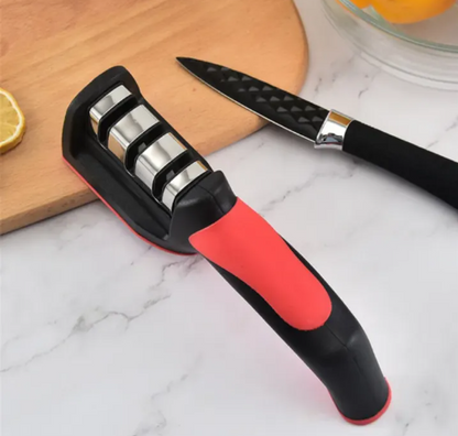Professional 3-Stage Household Knife & Scissors Sharpener: Fast Manual Sharpening Tool