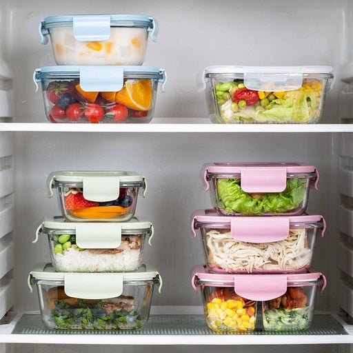 High Borosilicate Glass Food Storage Container with Air Vent Lid Leak Proof & Microwave, Oven Safe