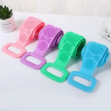 Silicone Shower Back Scrubber | Exfoliating Bath Belt & Body Massage Brush with Handles
