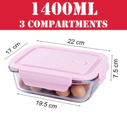 High Borosilicate Glass Food Storage Container with Air Vent Lid Leak Proof & Microwave, Oven Safe