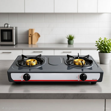 Gas Cooker Double Burner Non-Stick Coated