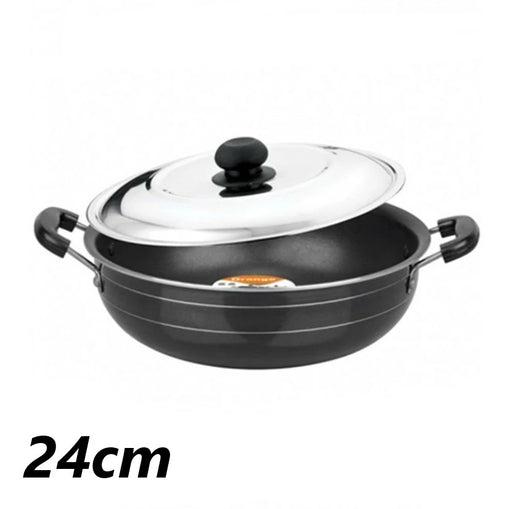 Pioneer Deep Kadai with Lid – 22Cm & 24Cm | Versatile Indian Cooking Wok for Frying & Sautéing
