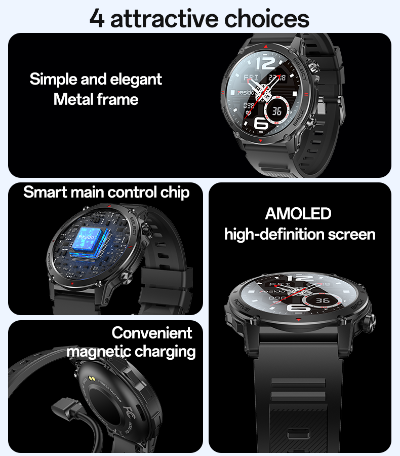 YESIDO IO31 AMOLED Smart Watch Fitness Tracker with Heart Rate Monitoring