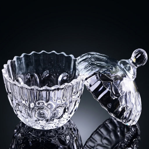 Glass Candy Dish with Lid Crystal Candy Serving Bowl Sugar Bowl