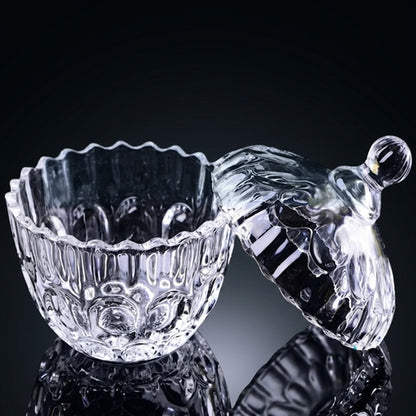 Glass Candy Dish with Lid Crystal Candy Serving Bowl Sugar Bowl