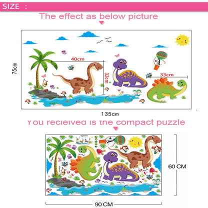 2 in1 Combo 2D Wall Sticker Wall Sticker Home Decoration animals tree bridge baby children bedroom room decor wall stickers removable kids nursery decal Mirror Dear Wall Decoration Stickers DINOSAURS