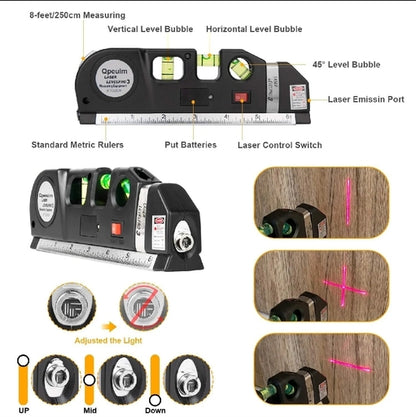 Laser Level Line Tool, Multipurpose Laser Level Kit Standard Cross Line Laser Leveler Beam Tool SMT