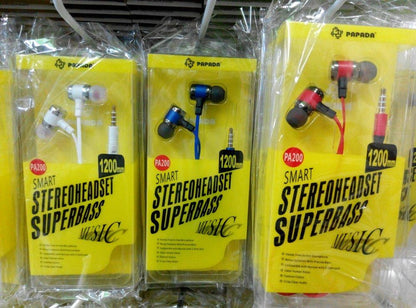 PA200 3.5mm Jack Stereo Headset Super Bass Hands Free Earphone Headphone with Mic