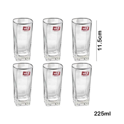 6Pcs Water Glasses Square Base Drinking Glass Set (Red Cherry)