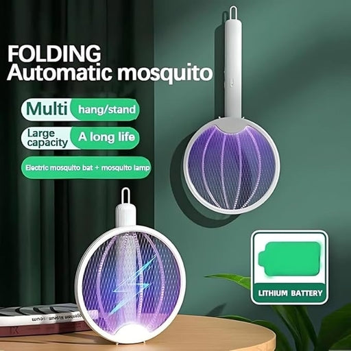 Rotatable Folding Electric Mosquito Bat USB Rechargeable Mosquito Swatter with LED Lamp