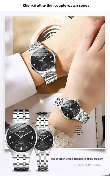 BAISHENG Brand Couple Quartz Watch Thin Waterproof Simple Men & Women Wristwatch Fashion Lover