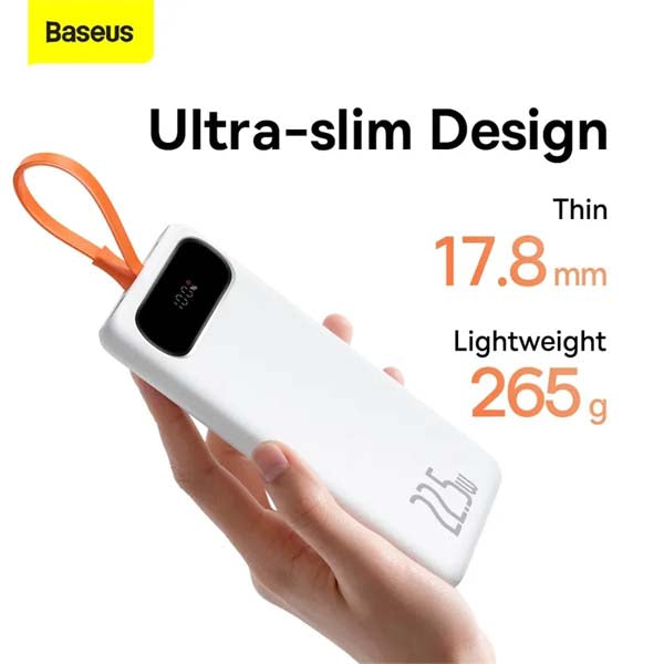 Baseus Block Digital Display Quick Charge Power Bank with Built-in Type-C Cable - 22.5W