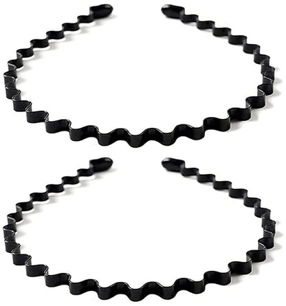 Two (2) Hair Bands for Men and Women (Two Designs), Metal Head Bands Wavy Hair Band, Spring Hair Hoo
