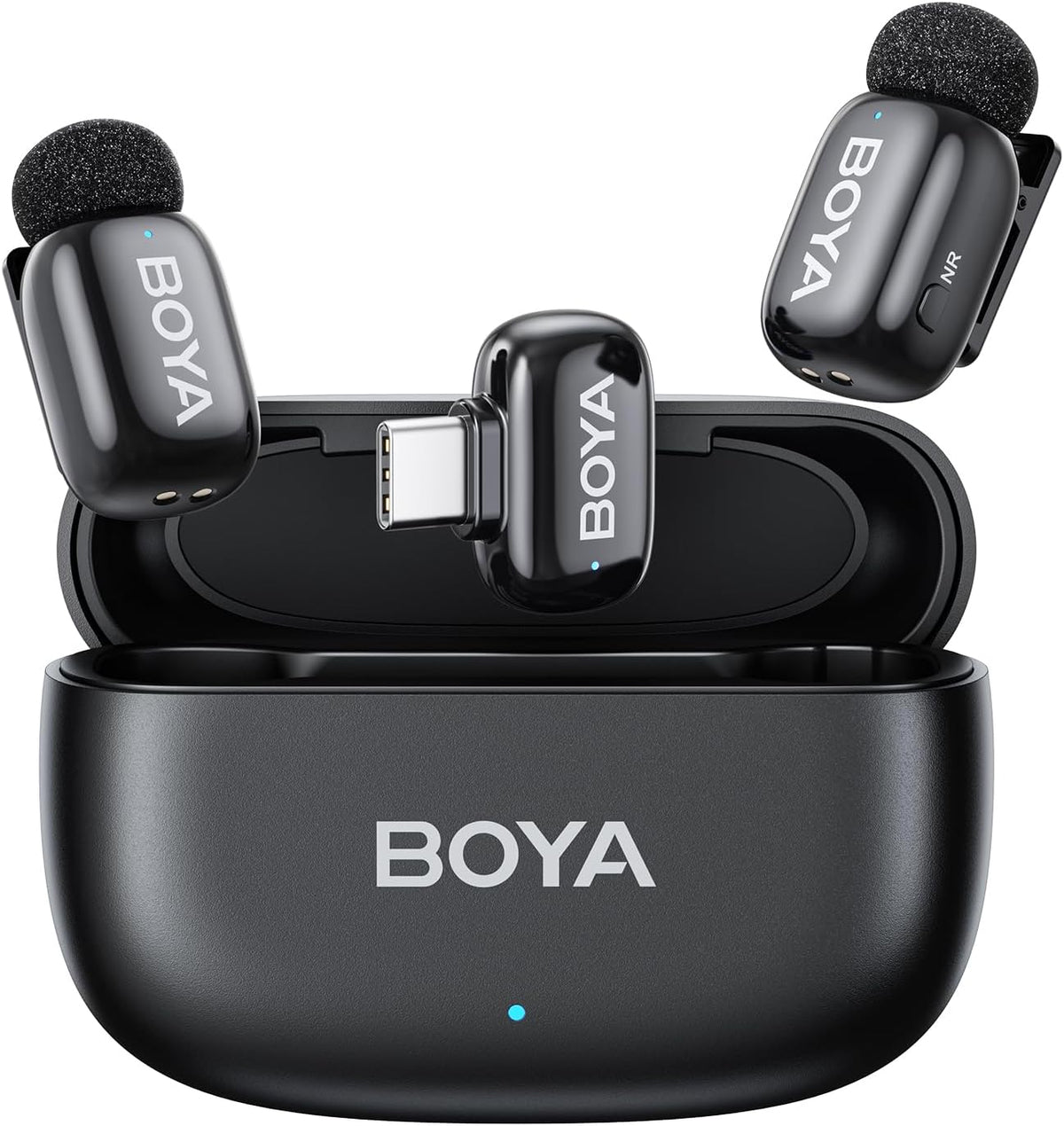 BOYA Mini 2.4Ghz Ultra Mini Wireless Microphone - Dual Wireless Microphones With Charging Case For ( Andriod Type-C and  phone IOS )