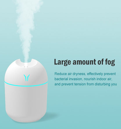 250ML Mini USB Air Humidifier with LED Light, Quiet Portable Aroma Diffuser for Desk, Bedroom & Car