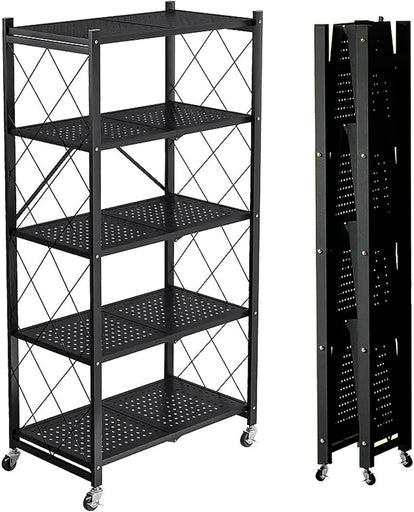 5-Layer Foldable Storage Rack, Heavy Storage Shelf Unit, Installation-Free, Steel Organizer