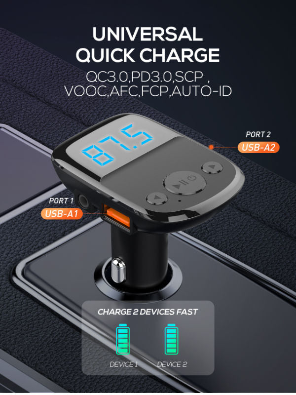 LDNIO C706Q 25W Bluetooth 5.0 FM Transmitter Car Charger with Dual USB PD QC3.0