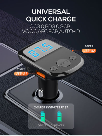 LDNIO C706Q 25W Bluetooth 5.0 FM Transmitter Car Charger with Dual USB PD QC3.0