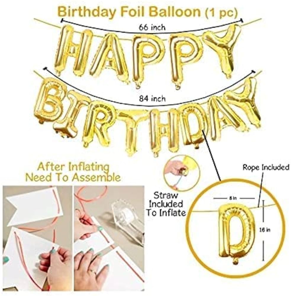 Large SIze Happy Birthday Party Balloons Decoration 16" Happy Birthday Letter Banner Balloon Party Foil GOLD
