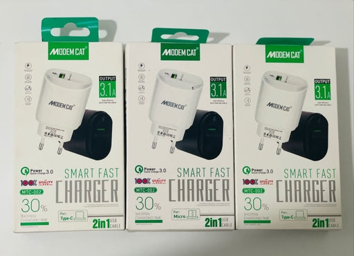 Chargerfest Single Port 3 Amp Modem Cat MTC-002 with Micro Cable