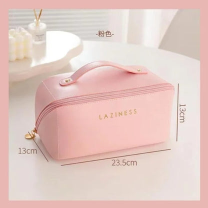 PU Leather Pillow Shape Cosmetic & Toiletry Travel Bag – Large Capacity Makeup Storage Pouch