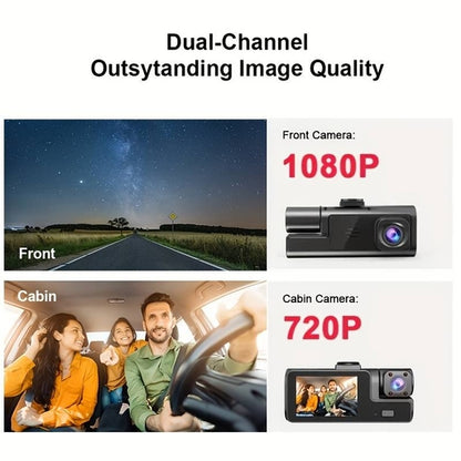 Dash Cam Front and Inside, HD 1080P Recording Car DVR Cam with 170° Wide Angle, Night Vision